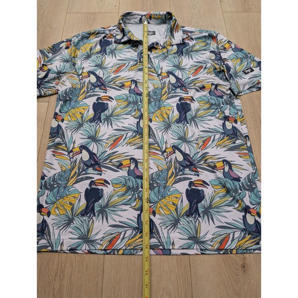 Waggle Golf Men's Polo Shirt Toucan Tropical Performance All Over Print Large - Picture 4 of 6
